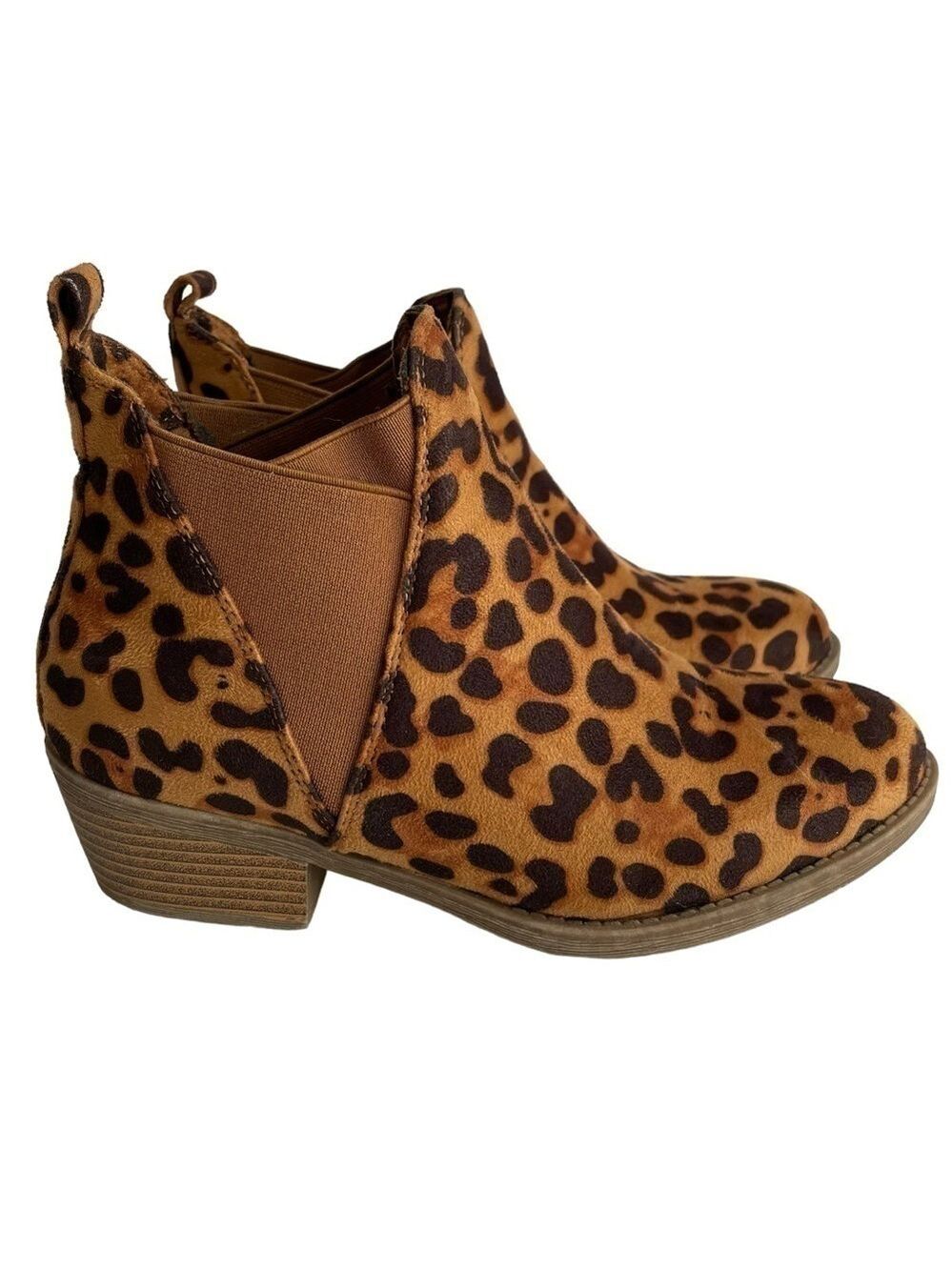 Amanda Blu Animal Print Ankle Boots Womens 8 Brown Leopard Cheetah Heeled EUC